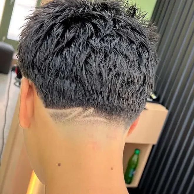 Back of the head with shaved line design